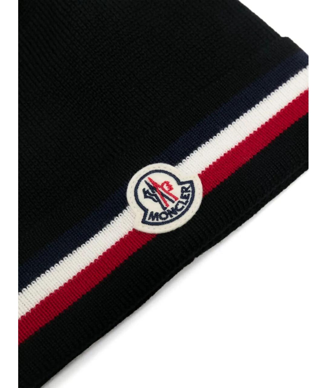 MONCLER Черная шерстяная шапка, фото 2