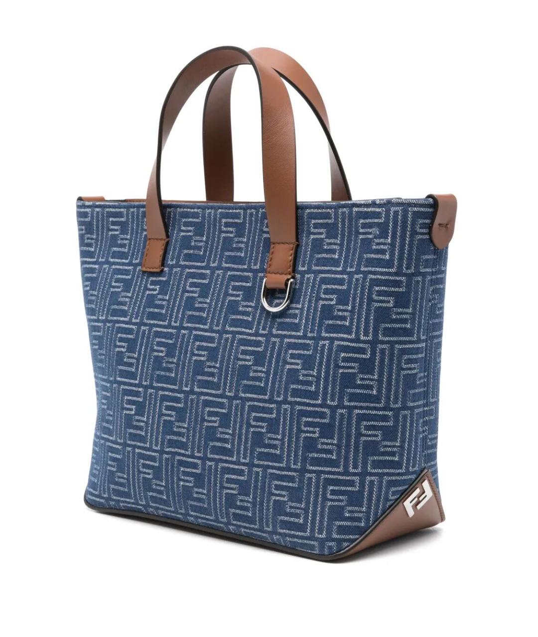 FENDI Синяя кожаная сумка тоут, фото 5