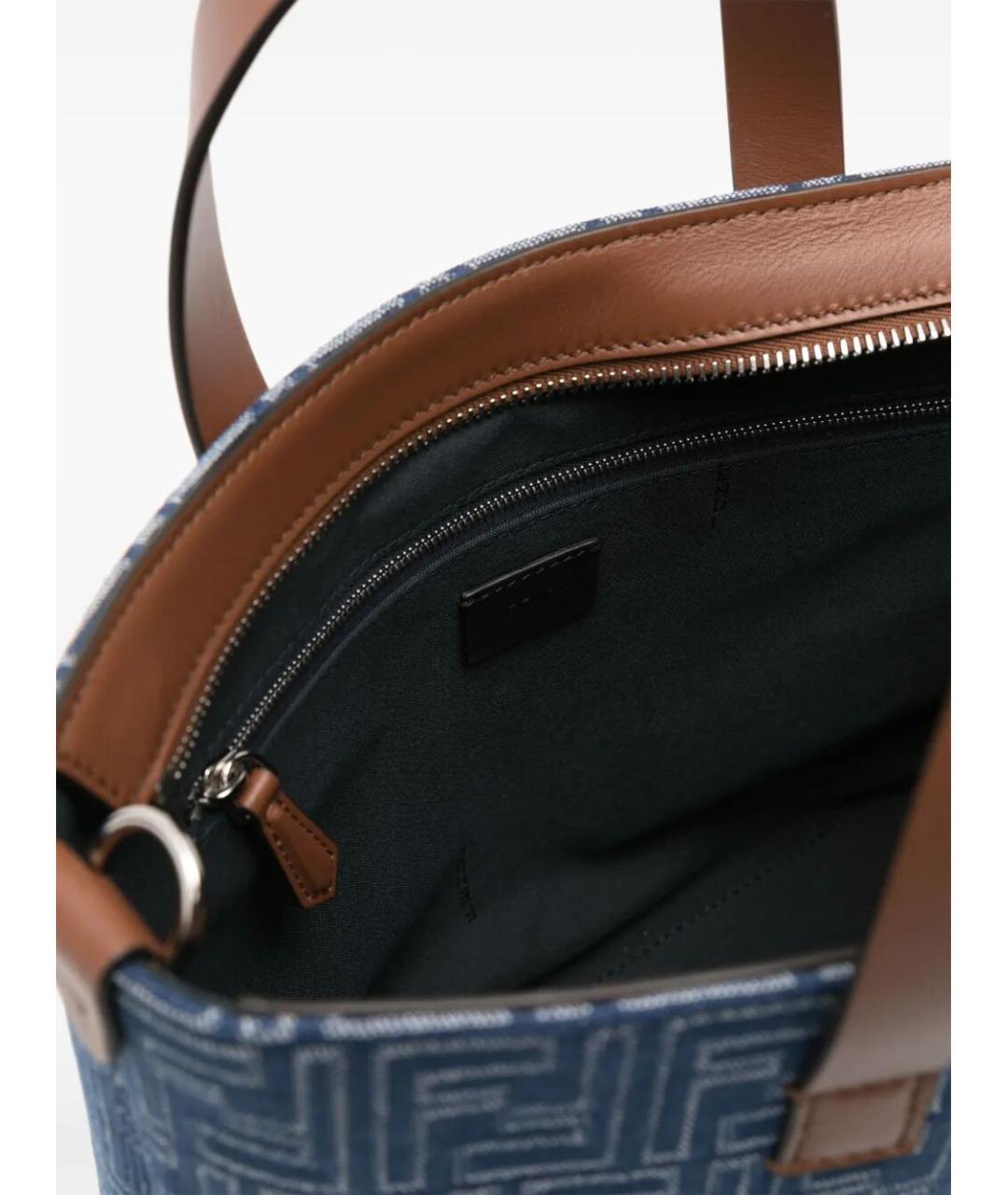 FENDI Синяя кожаная сумка тоут, фото 3