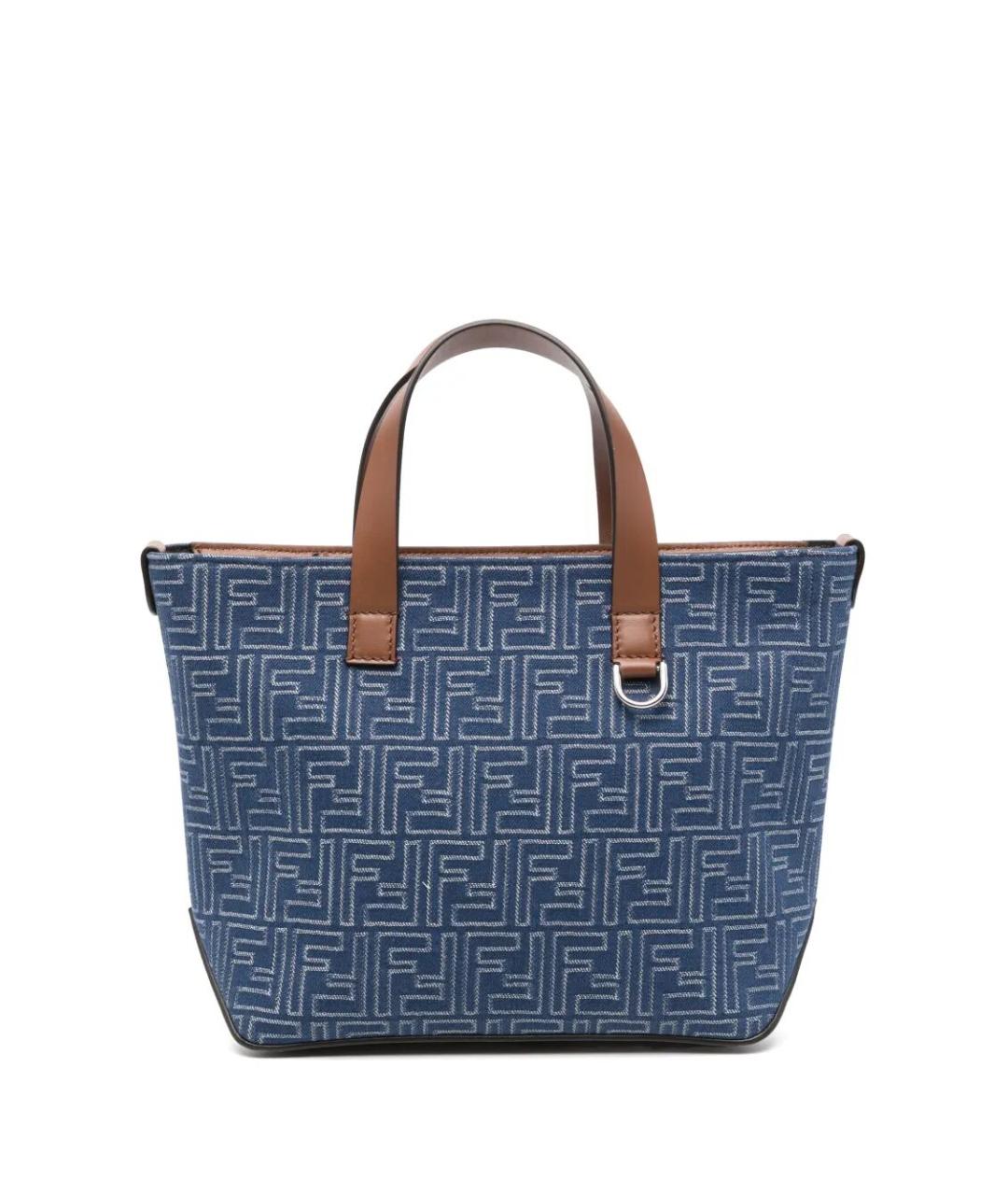 FENDI Синяя кожаная сумка тоут, фото 1