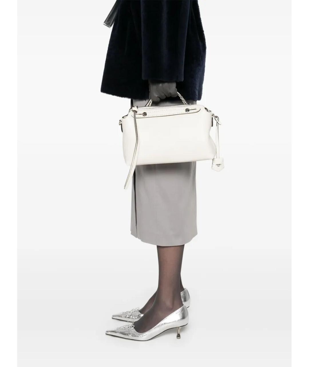 FENDI Белая кожаная сумка тоут, фото 2