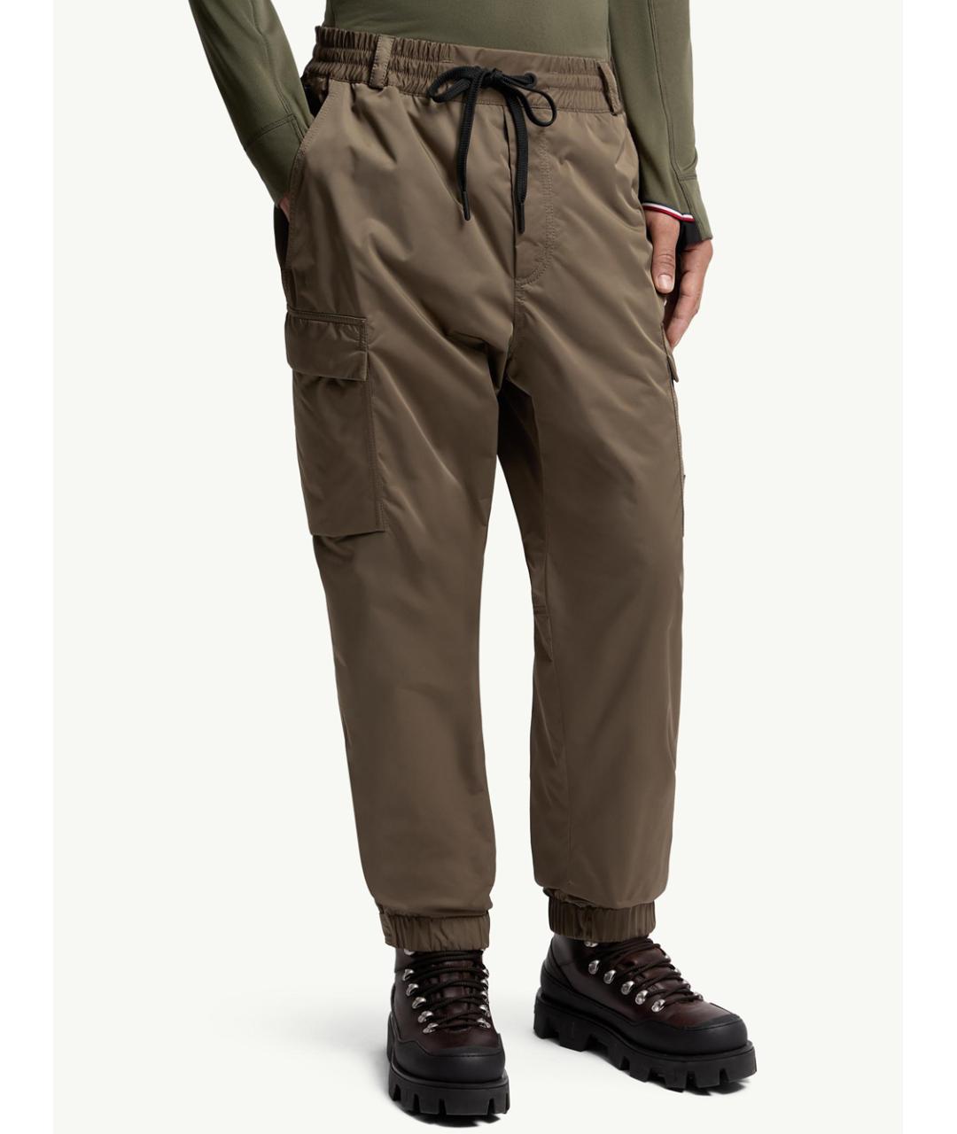 MONCLER Хаки полиэстеровые повседневные брюки, фото 2