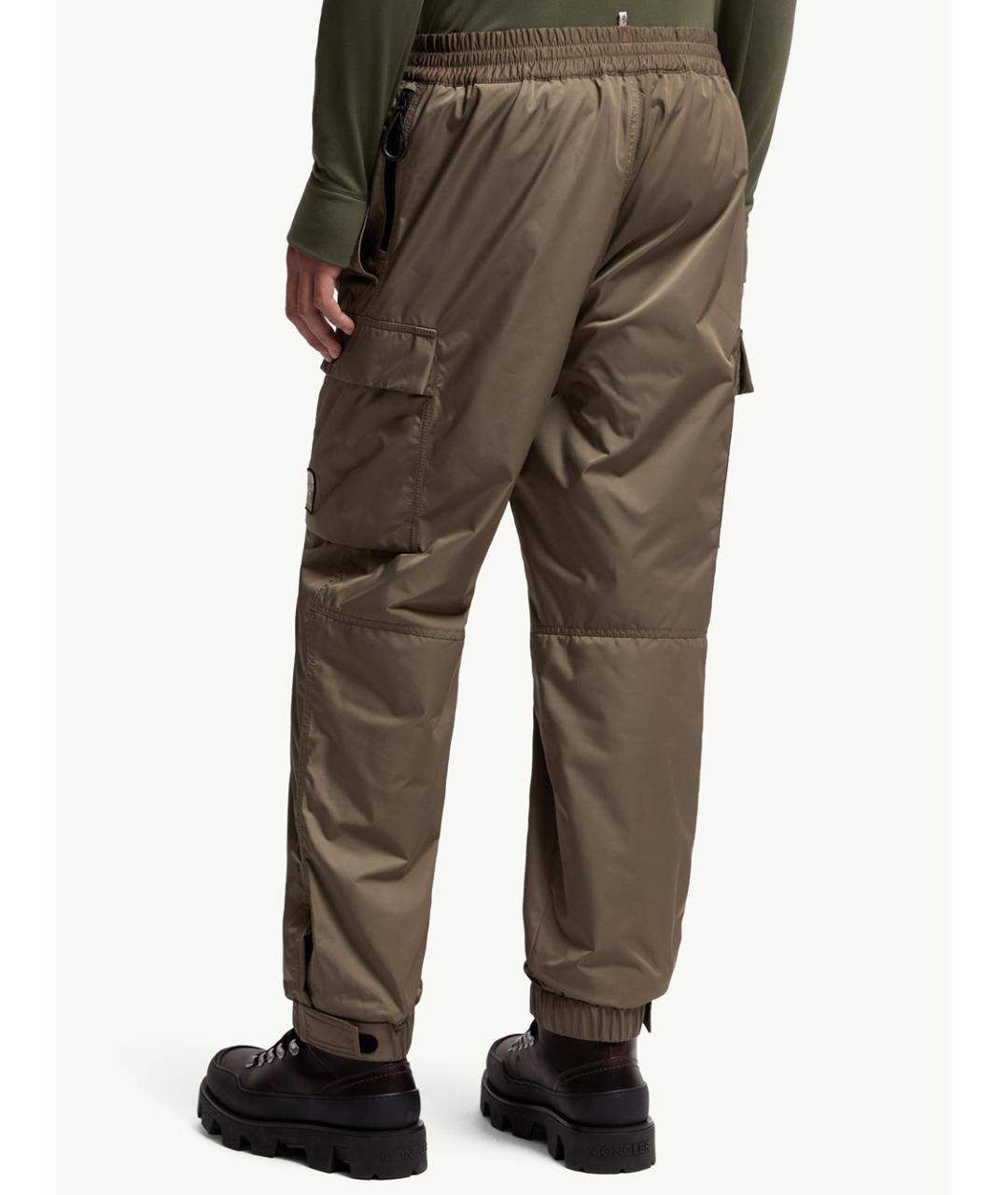 MONCLER Хаки полиэстеровые повседневные брюки, фото 3