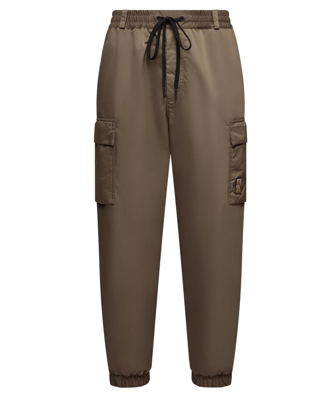 MONCLER Хаки полиэстеровые повседневные брюки, фото 1