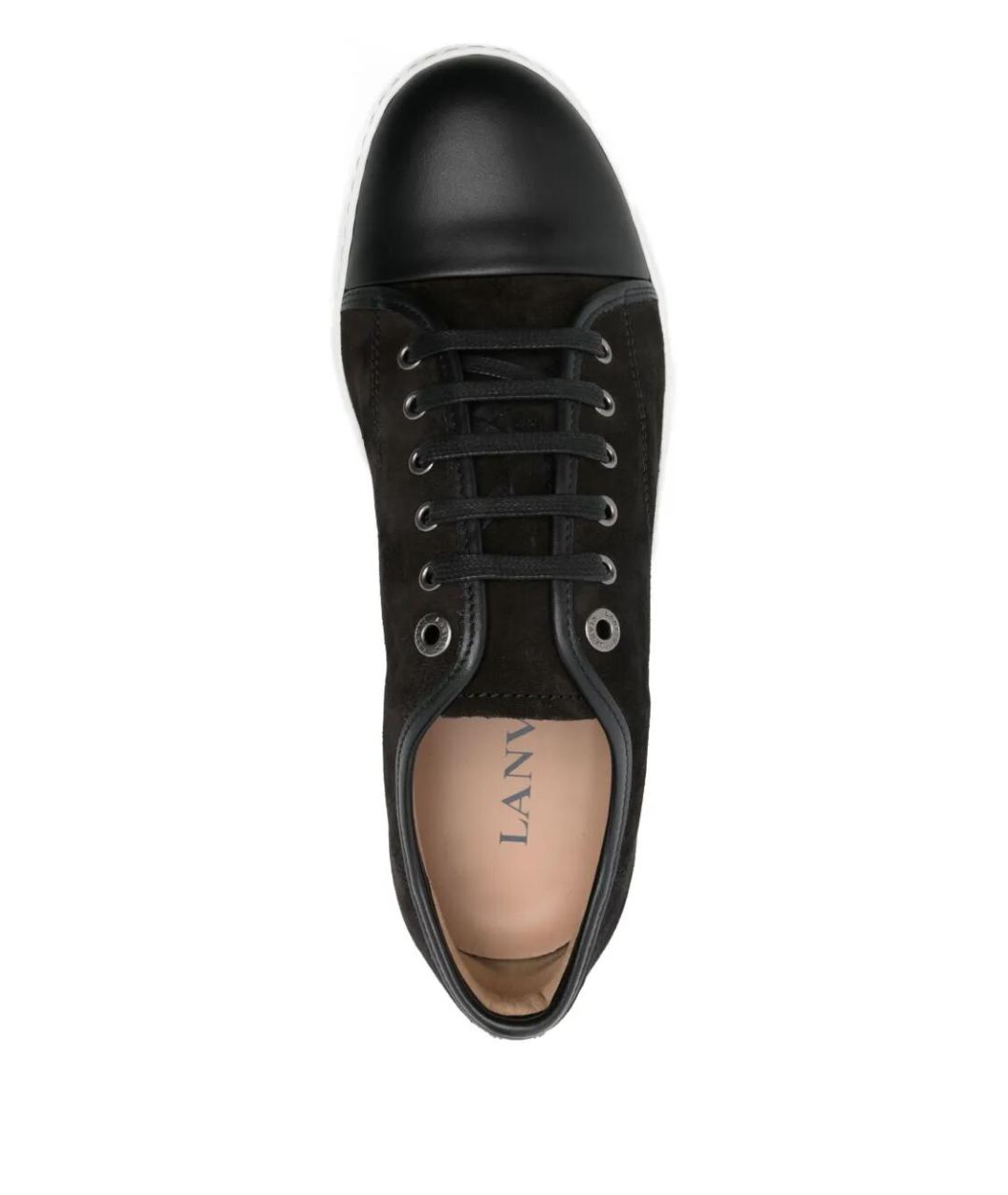 LANVIN Черные замшевые низкие кроссовки / кеды, фото 4