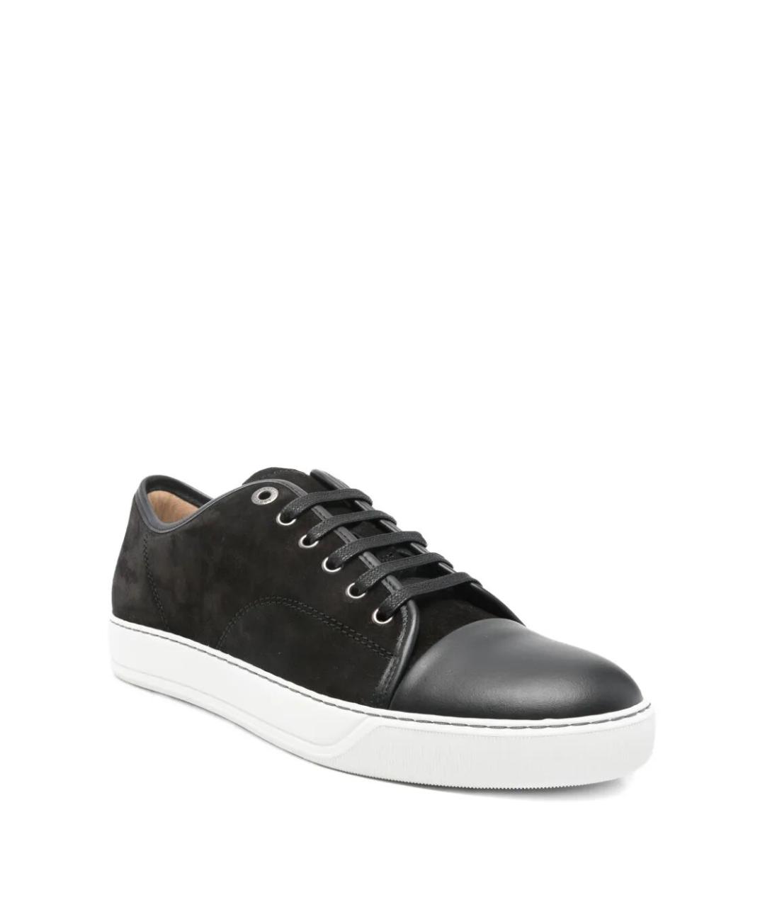 LANVIN Черные замшевые низкие кроссовки / кеды, фото 2