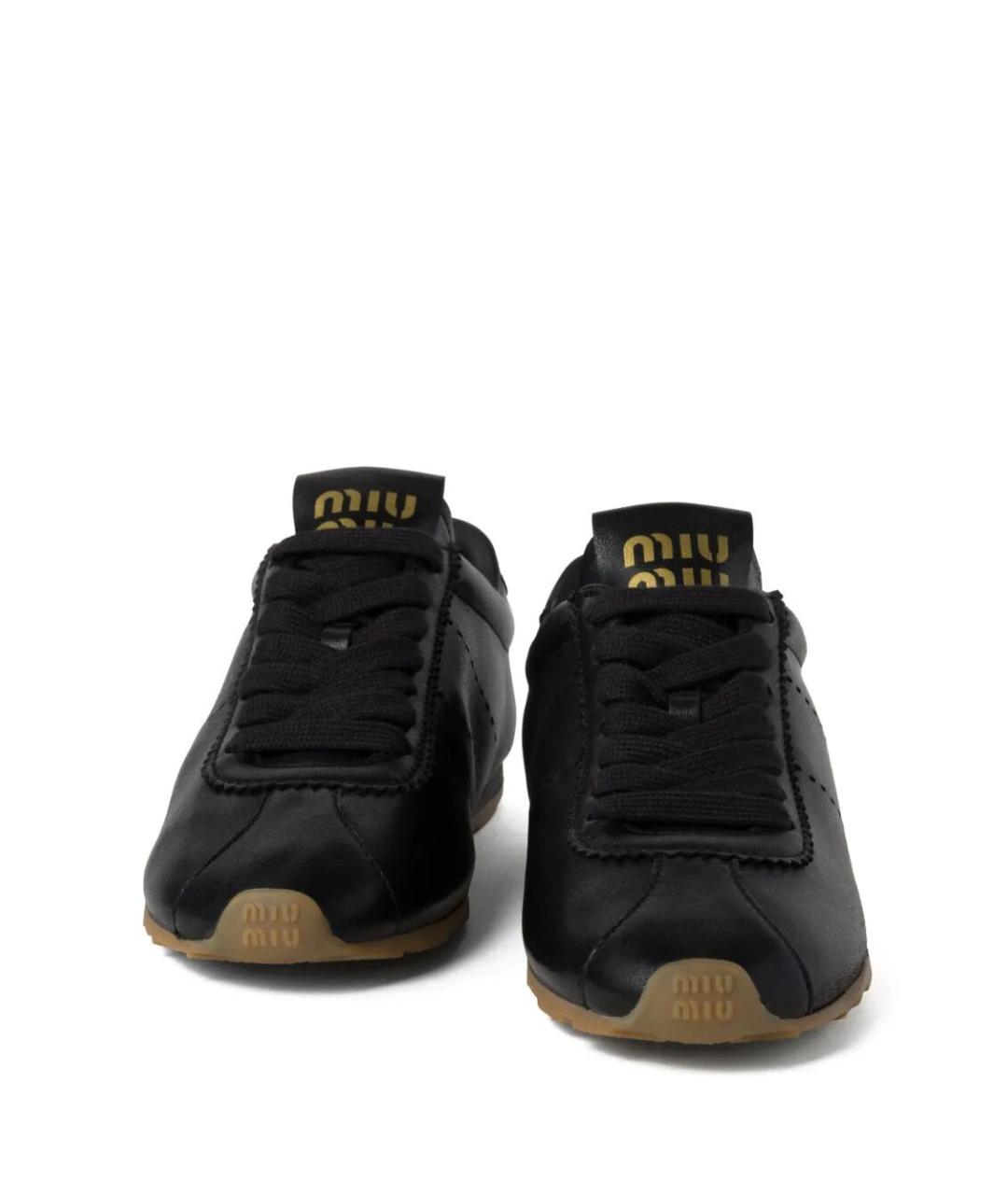 MIU MIU Черные кожаные кроссовки, фото 2