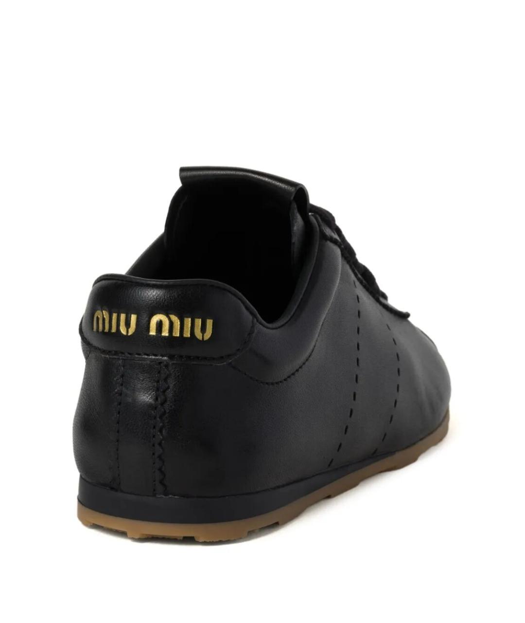 MIU MIU Черные кожаные кроссовки, фото 3