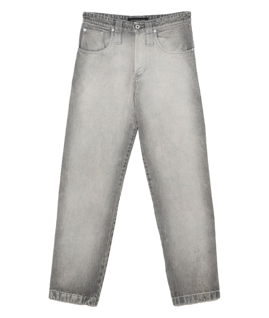 FEDERICO CINA Серые хлопковые прямые джинсы, фото 1