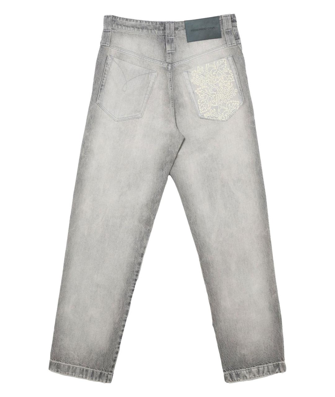 FEDERICO CINA Серые хлопковые прямые джинсы, фото 2