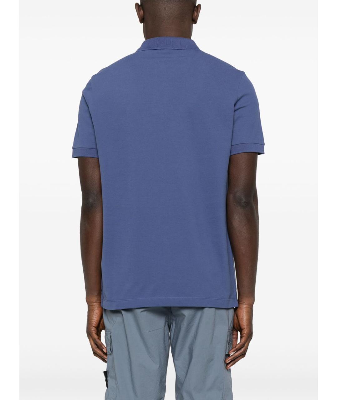 STONE ISLAND Синее хлопко-эластановое поло с коротким рукавом, фото 4