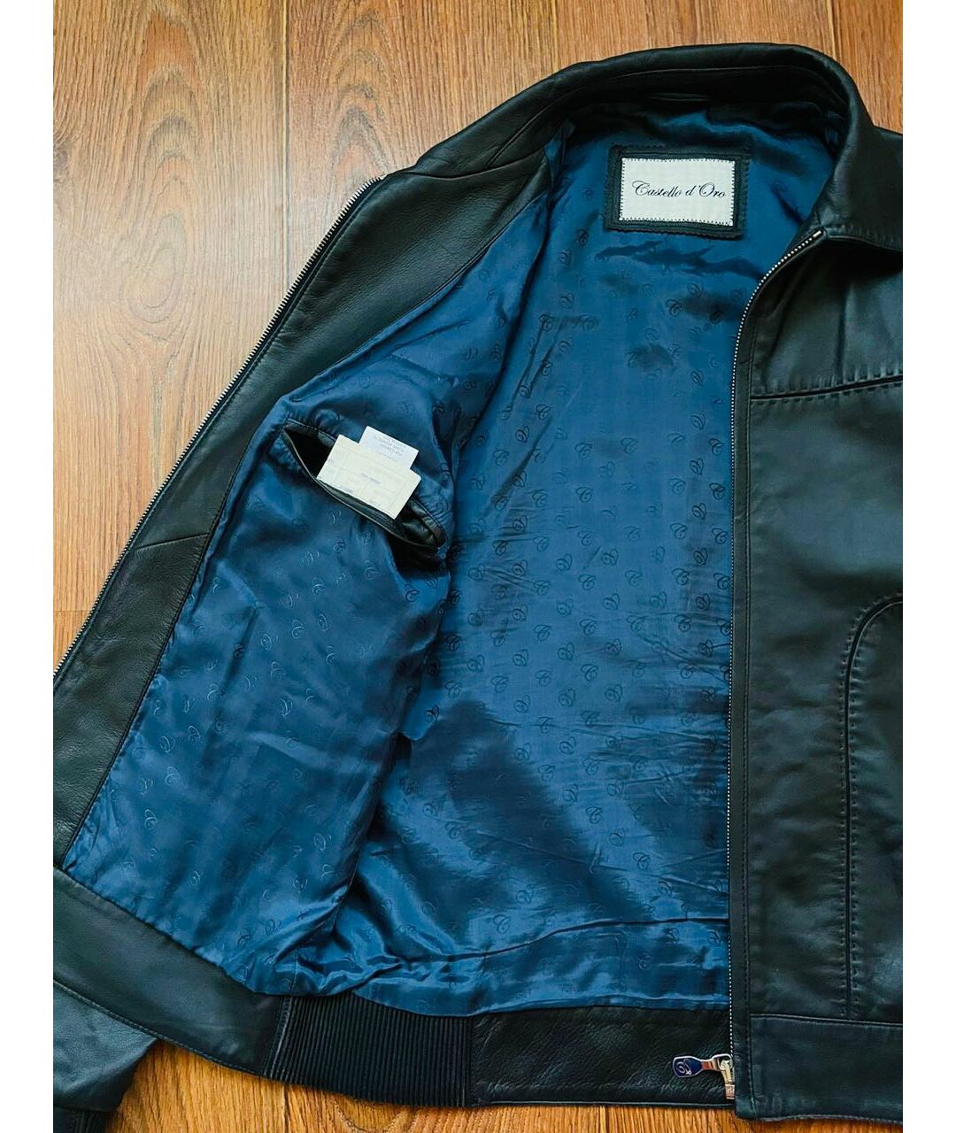 CASTELLO D'ORO Темно-синяя кожаная куртка, фото 3