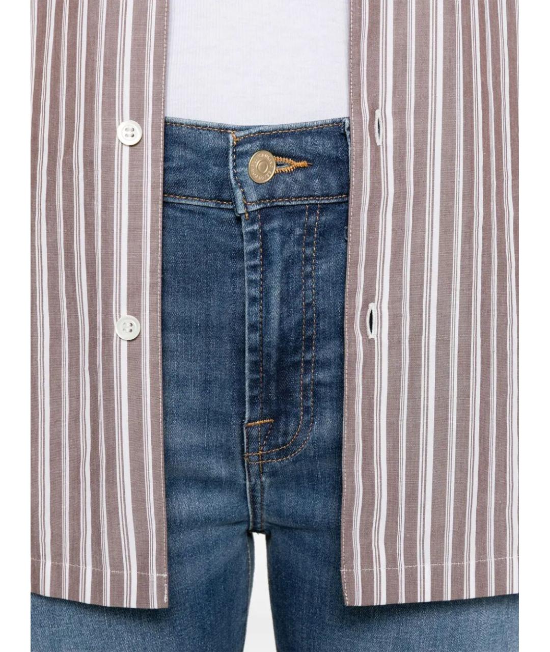 7 FOR ALL MANKIND Синие хлопковые джинсы слим, фото 3