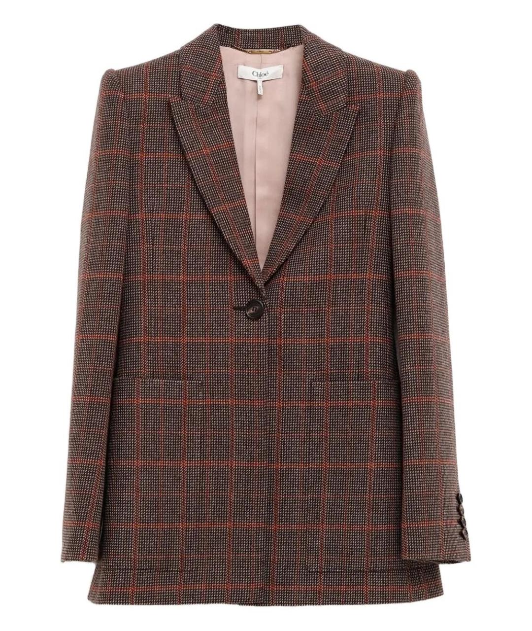 CHLOE Коричневый шерстяной жакет/пиджак, фото 1