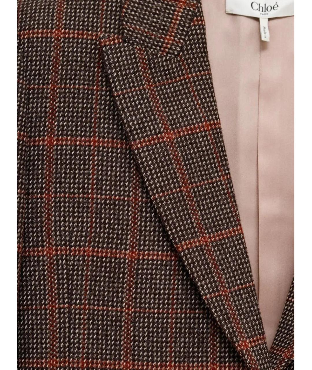 CHLOE Коричневый шерстяной жакет/пиджак, фото 3