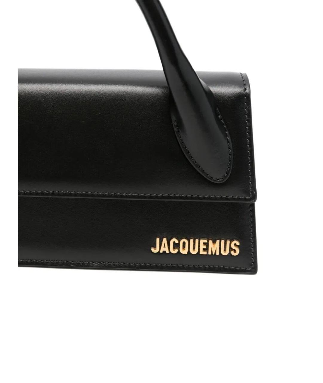 JACQUEMUS Черная кожаная сумка с короткими ручками, фото 4