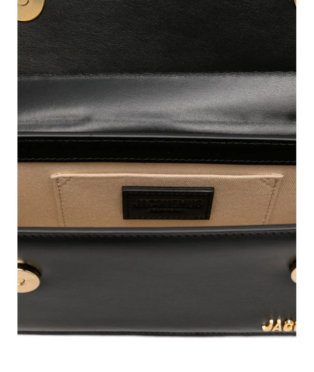 JACQUEMUS Черная кожаная сумка с короткими ручками, фото 3