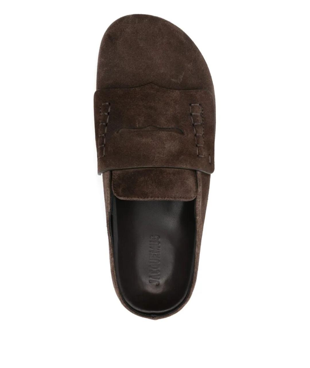 JACQUEMUS Коричневые замшевые сабо, фото 4