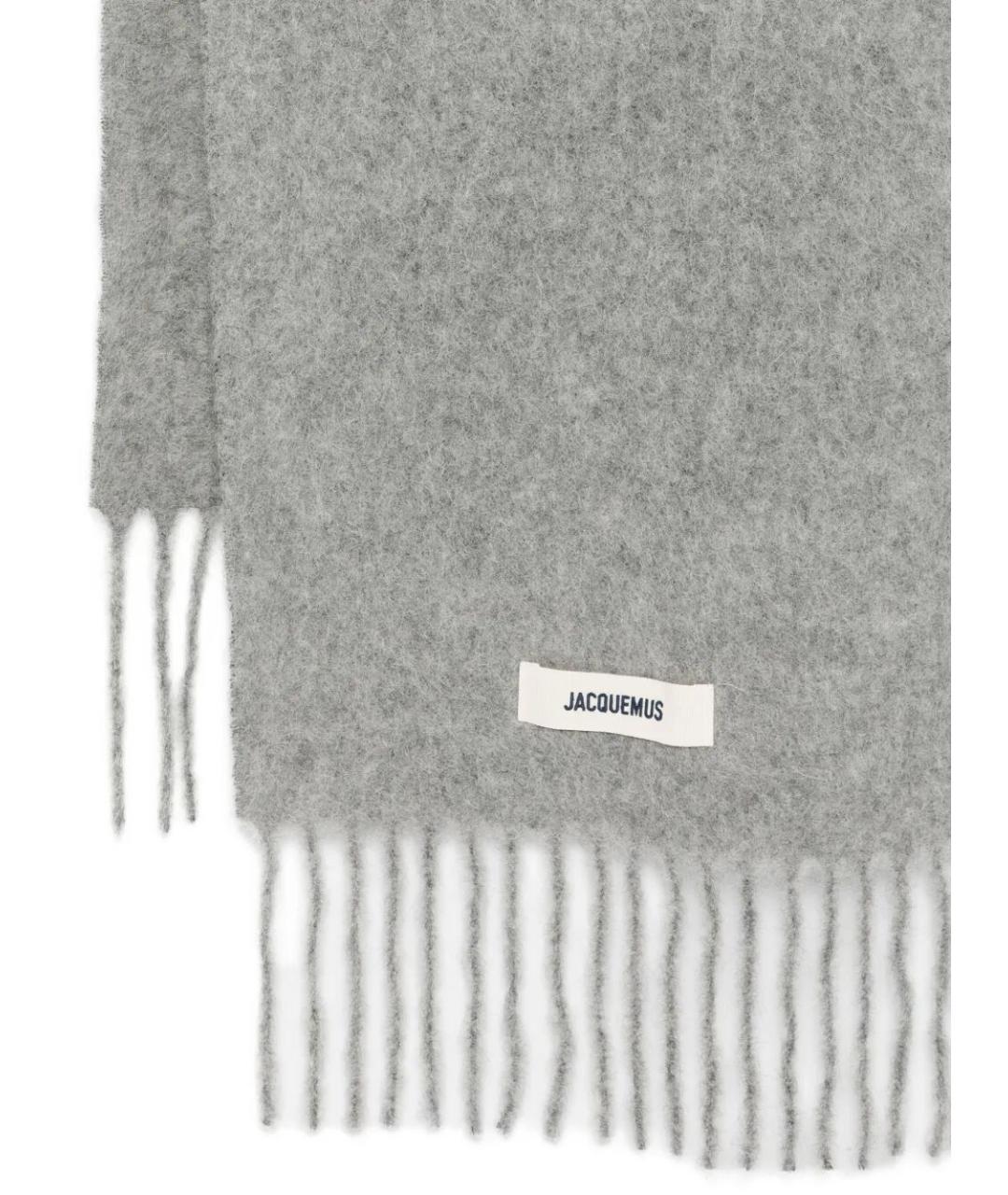 JACQUEMUS Серый шерстяной шарф, фото 2