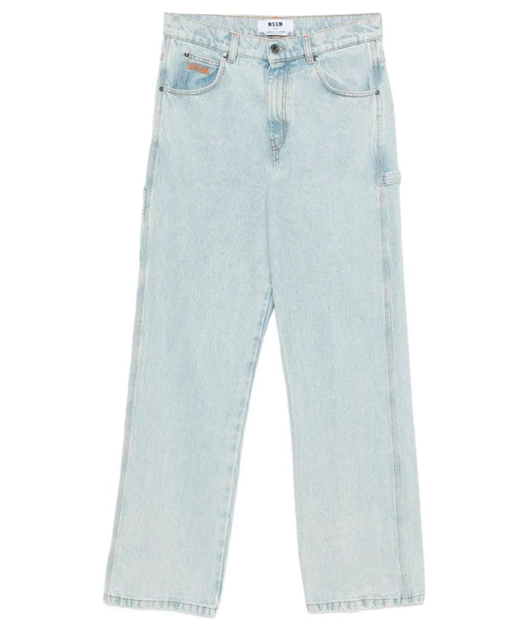 MSGM Голубые хлопковые прямые джинсы, фото 1