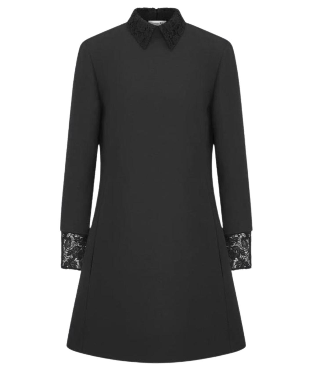 CHRISTIAN DIOR Черное шерстяное повседневное платье, фото 1