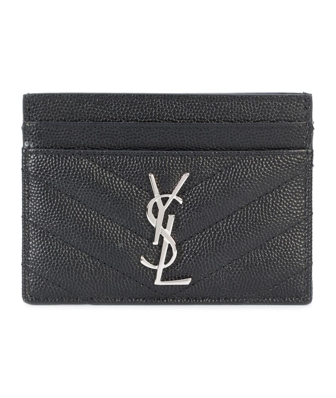 SAINT LAURENT Черный кожаный кардхолдер, фото 1