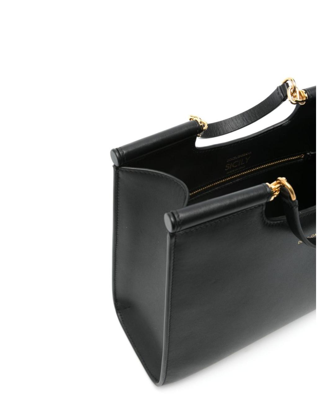 DOLCE&GABBANA Черная кожаная сумка тоут, фото 5