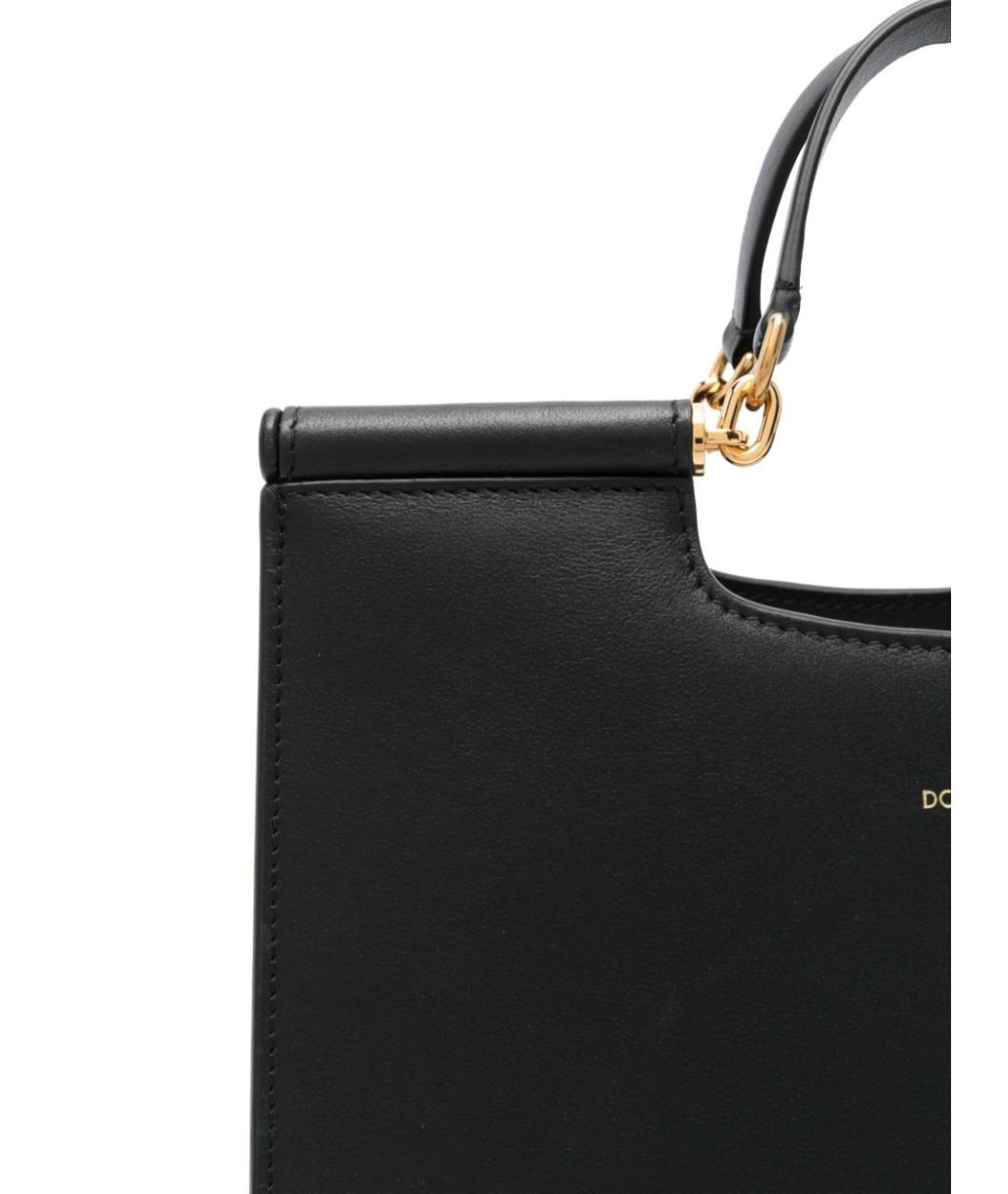 DOLCE&GABBANA Черная кожаная сумка тоут, фото 4