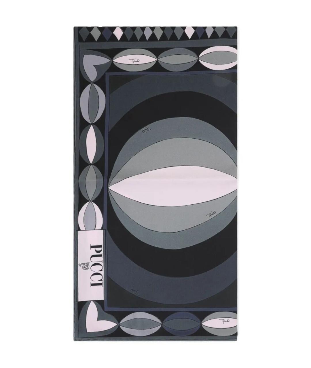 PUCCI Антрацитовый шелковый платок, фото 1