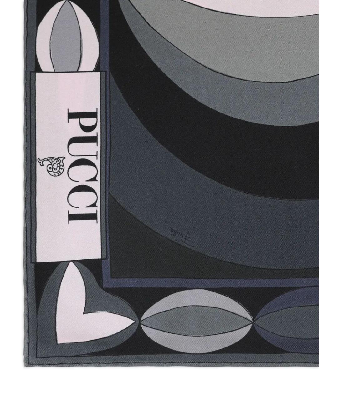 PUCCI Антрацитовый шелковый платок, фото 3