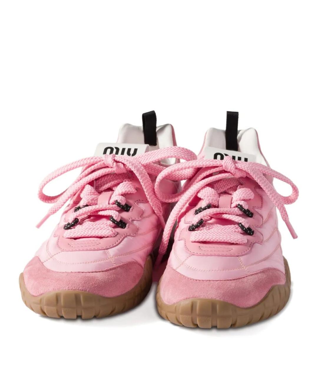 MIU MIU Розовые текстильные кроссовки, фото 2