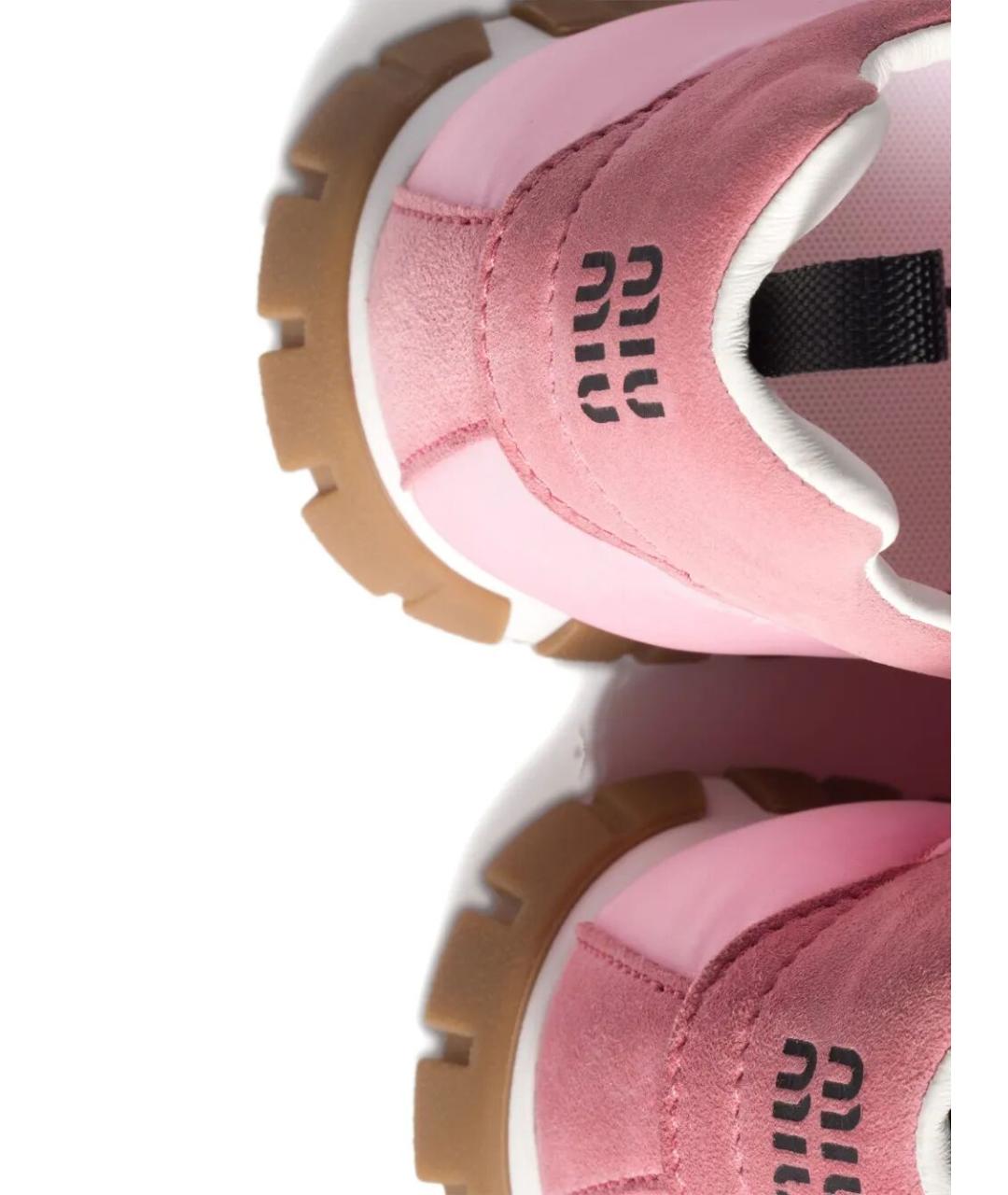 MIU MIU Розовые текстильные кроссовки, фото 5
