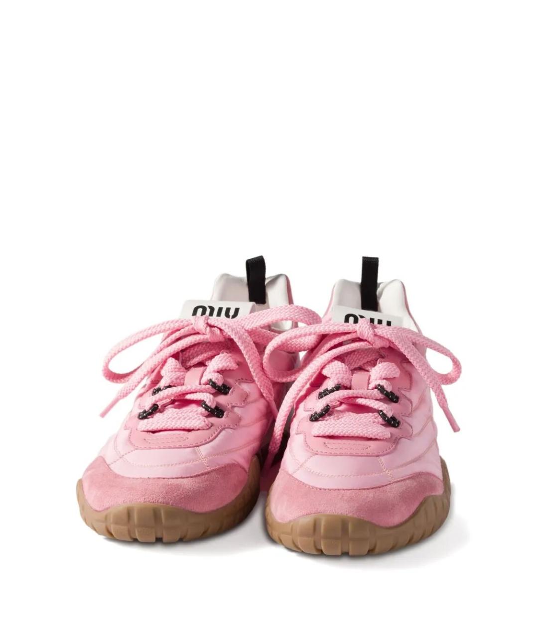 MIU MIU Розовые текстильные кроссовки, фото 3