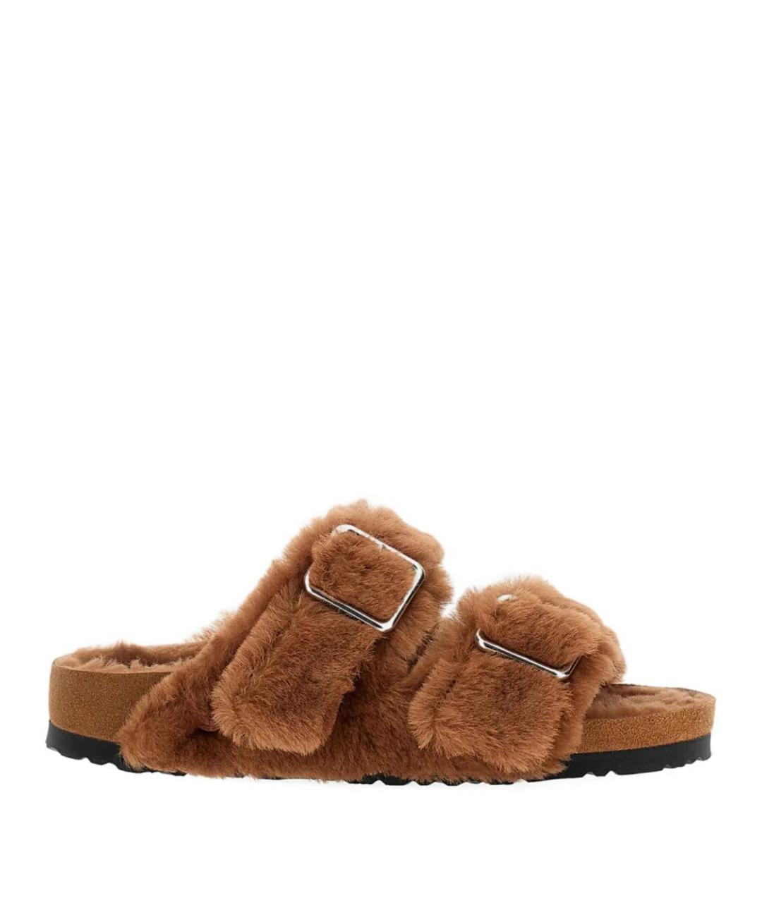 BIRKENSTOCK Коричневые кожаные шлепанцы, фото 1