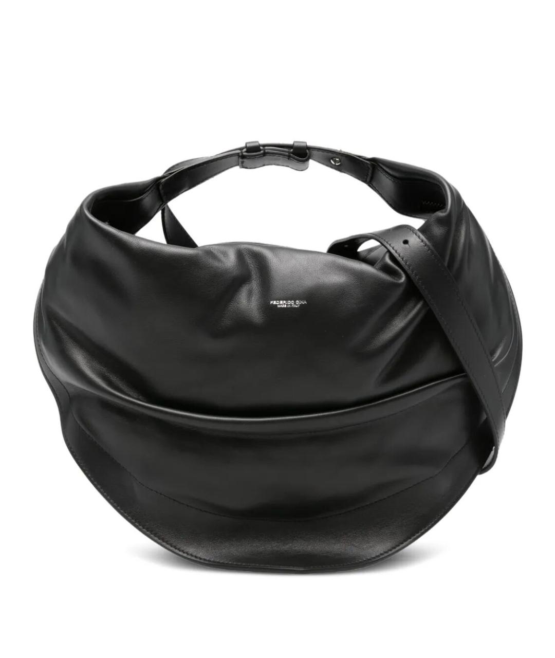 FEDERICO CINA Черная кожаная сумка через плечо, фото 1
