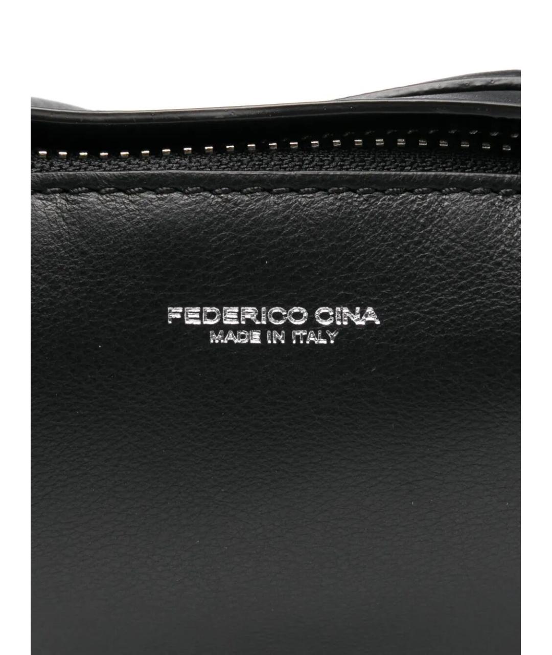 FEDERICO CINA Черная кожаная сумка тоут, фото 3