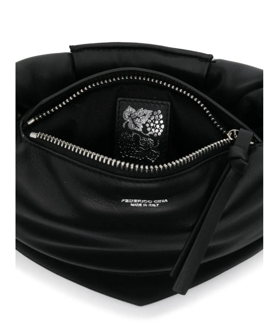 FEDERICO CINA Черная кожаная сумка тоут, фото 5