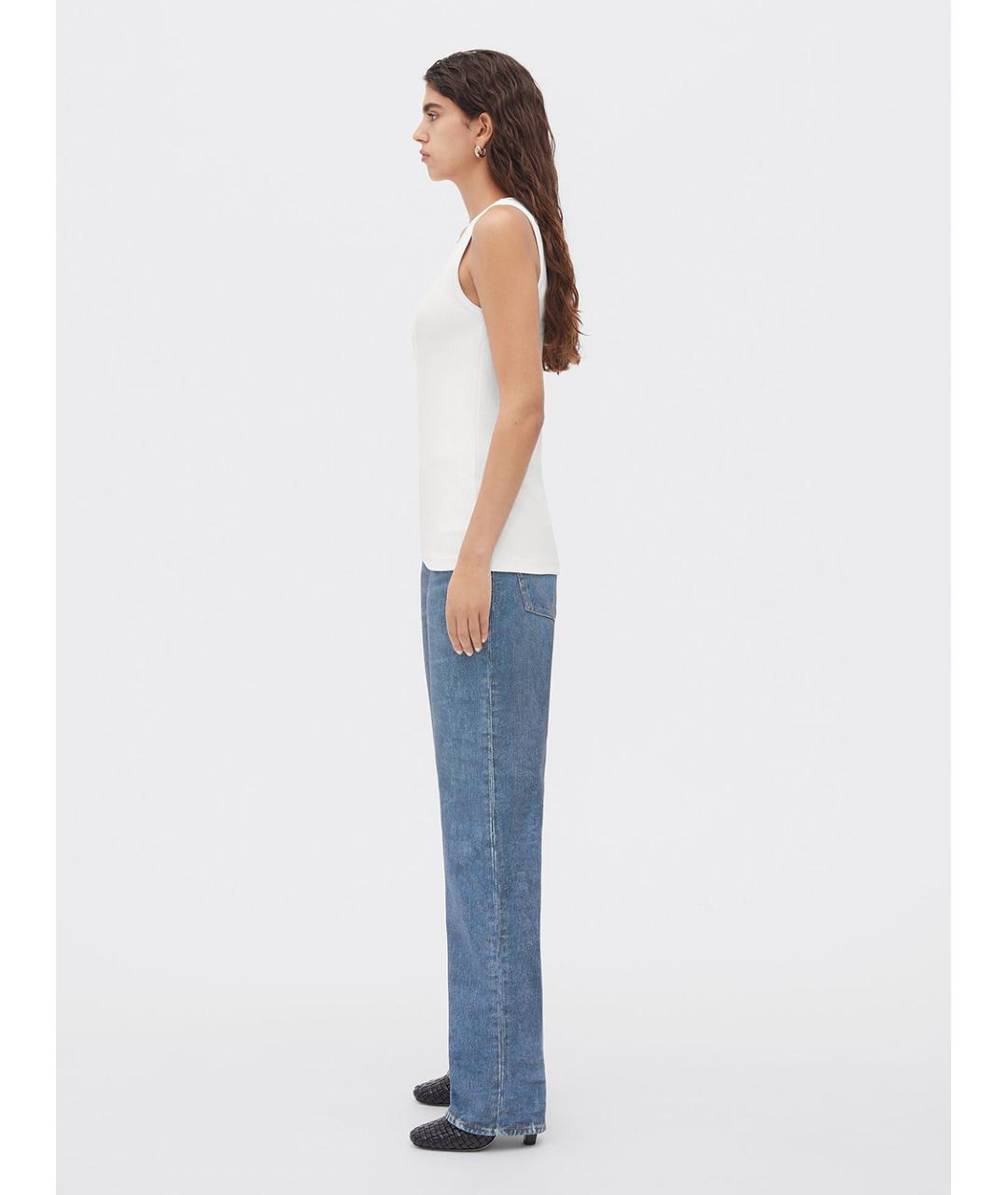 BOTTEGA VENETA Белая хлопко-эластановая майка, фото 4