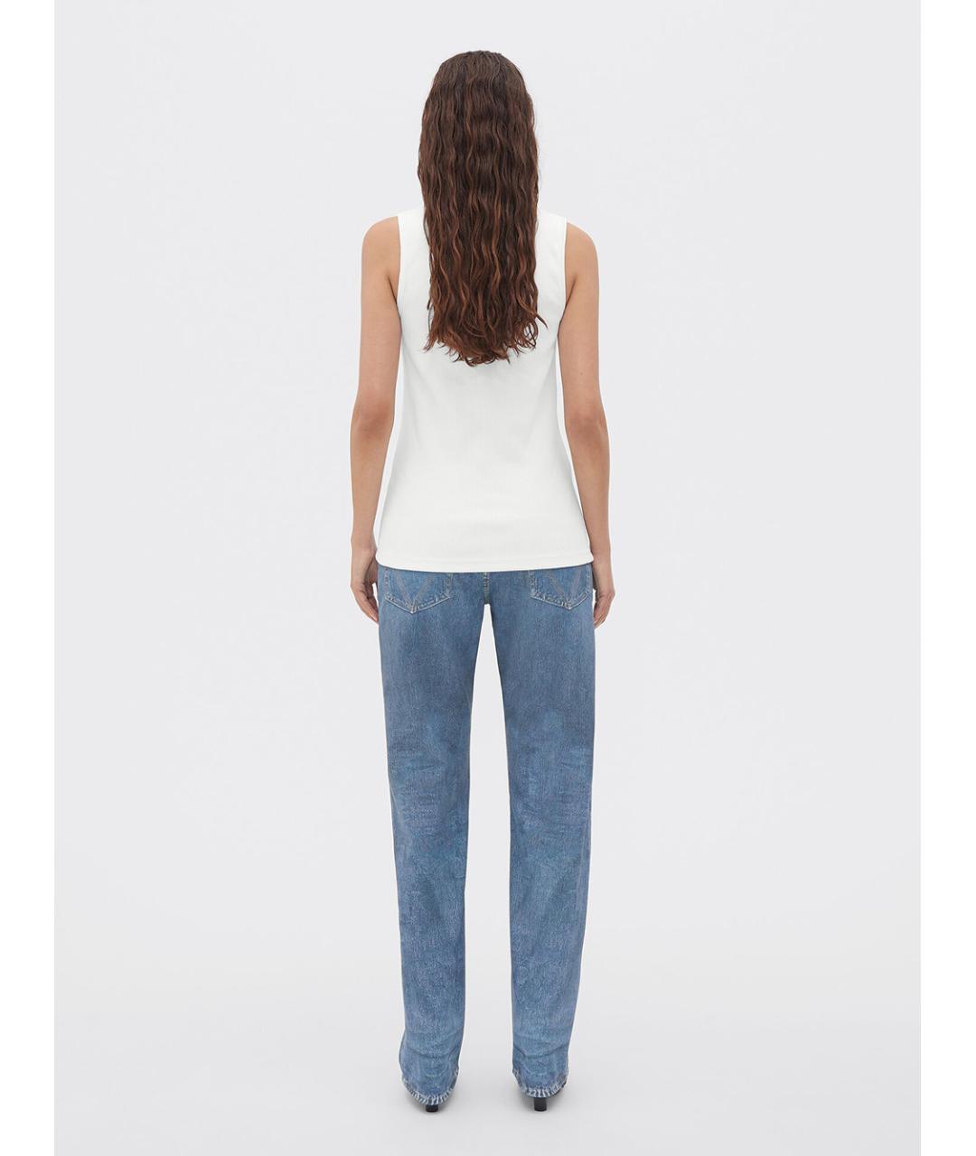 BOTTEGA VENETA Белая хлопко-эластановая майка, фото 5