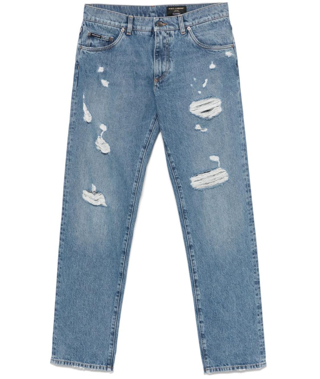 DOLCE&GABBANA Голубые хлопковые повседневные брюки, фото 1