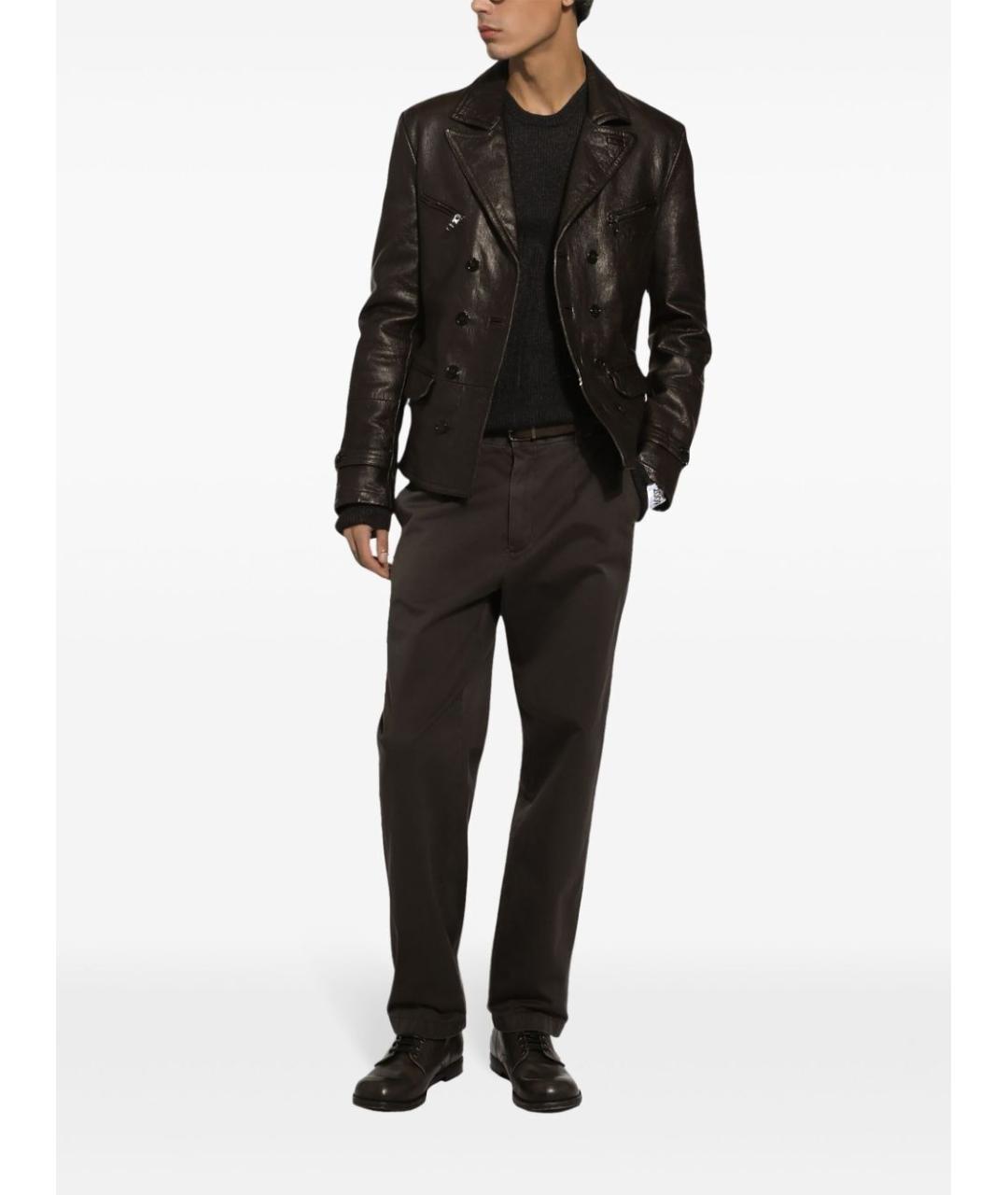 DOLCE&GABBANA Коричневые хлопковые прямые джинсы, фото 4