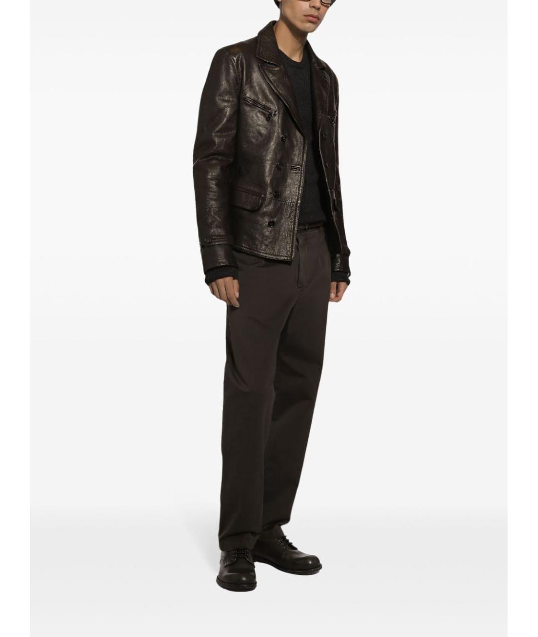 DOLCE&GABBANA Коричневые хлопковые прямые джинсы, фото 3