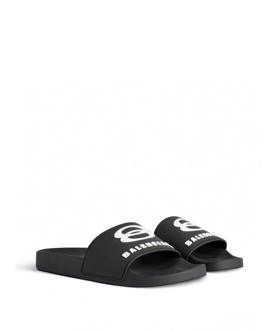 BALENCIAGA Черные резиновые шлепанцы, фото 3