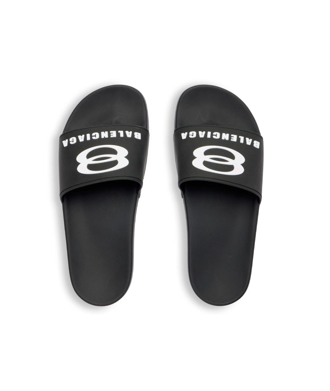 BALENCIAGA Черные резиновые шлепанцы, фото 5