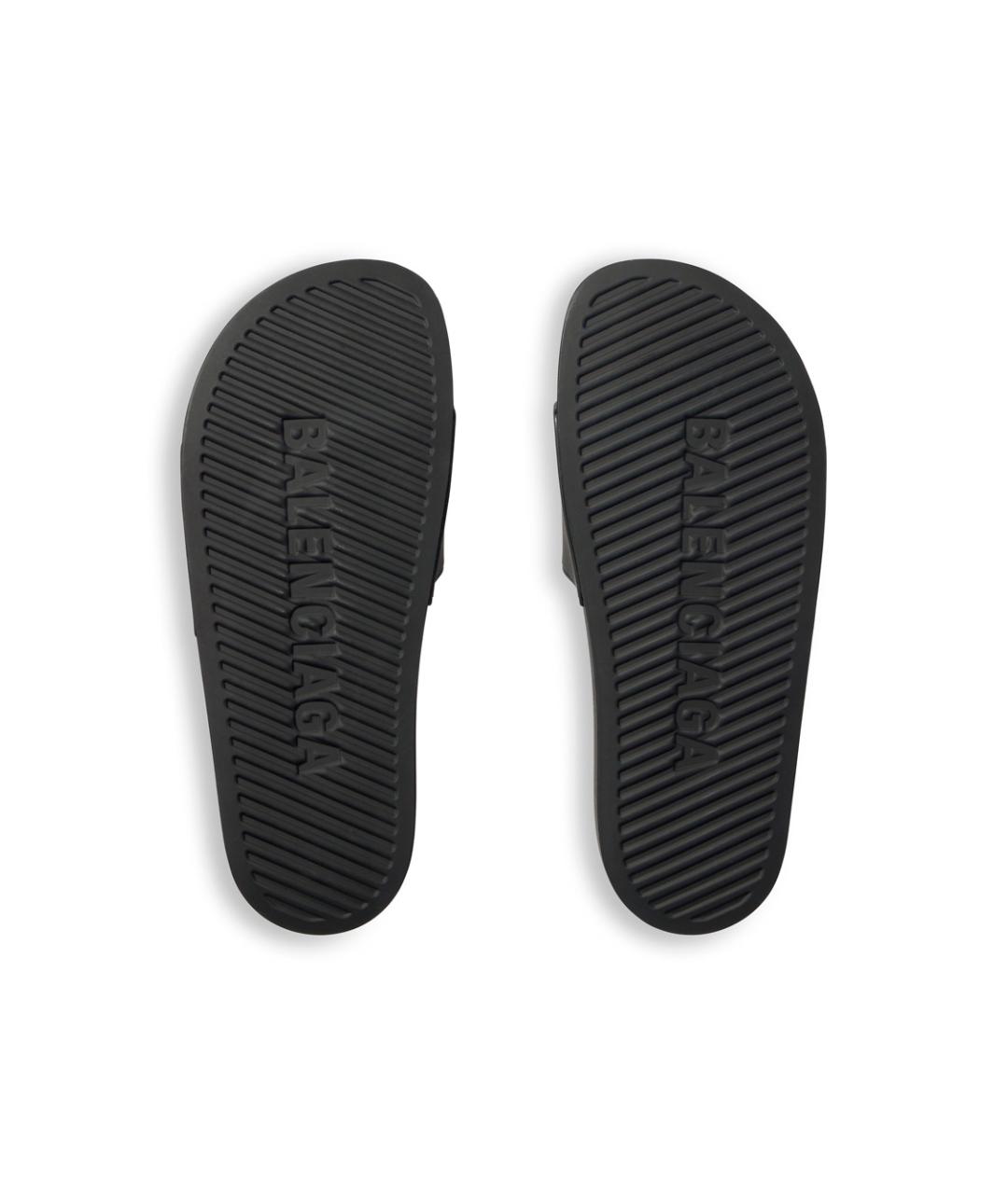 BALENCIAGA Черные резиновые шлепанцы, фото 6