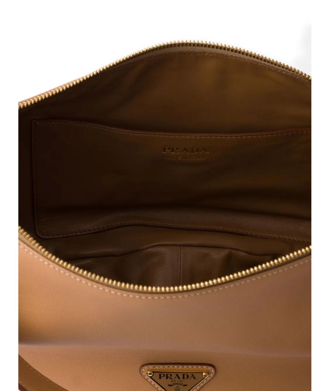 PRADA Бежевая кожаная сумка через плечо, фото 4