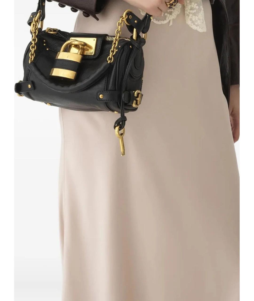CHLOE Черная кожаная сумка через плечо, фото 2