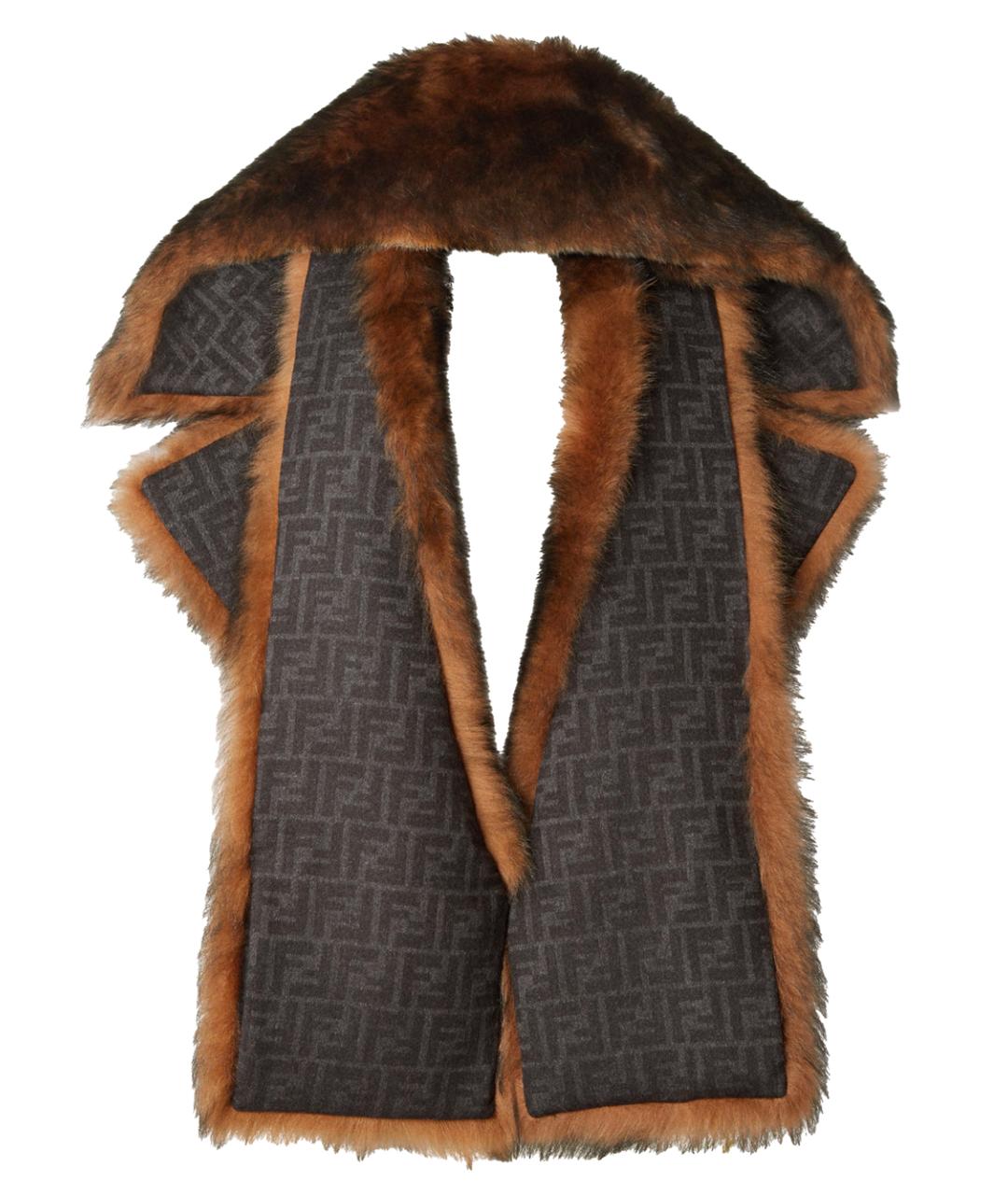 FENDI Коричневый шарф, фото 2