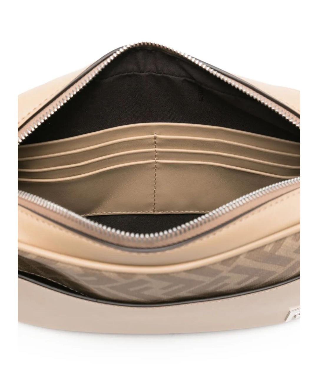 FENDI Бежевая кожаная сумка на плечо, фото 5