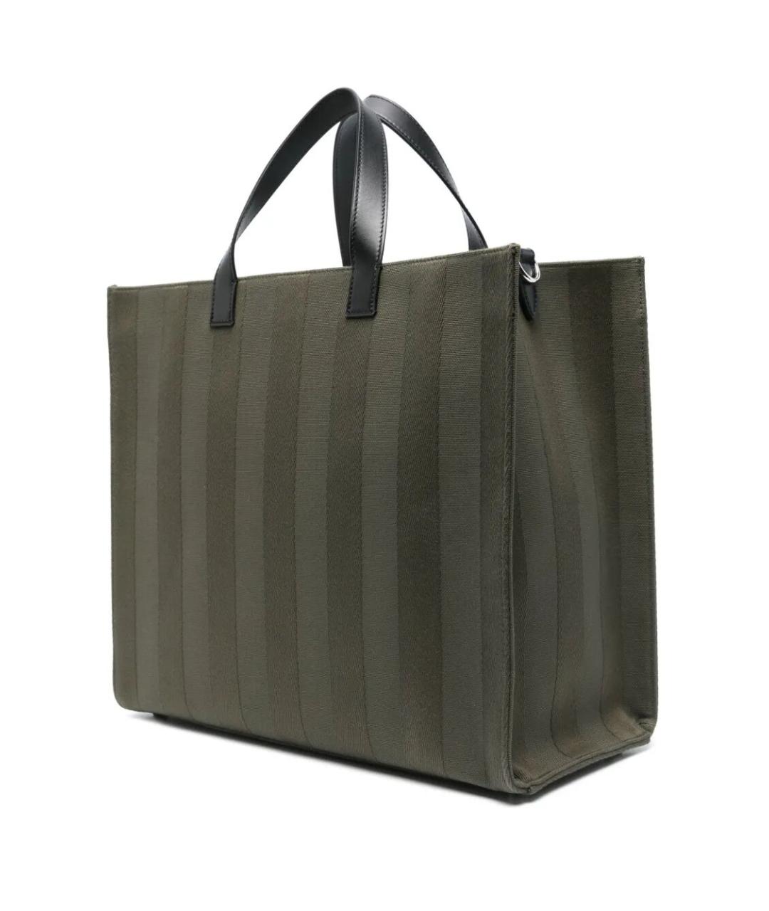 FENDI Хаки тканевая сумка тоут, фото 3